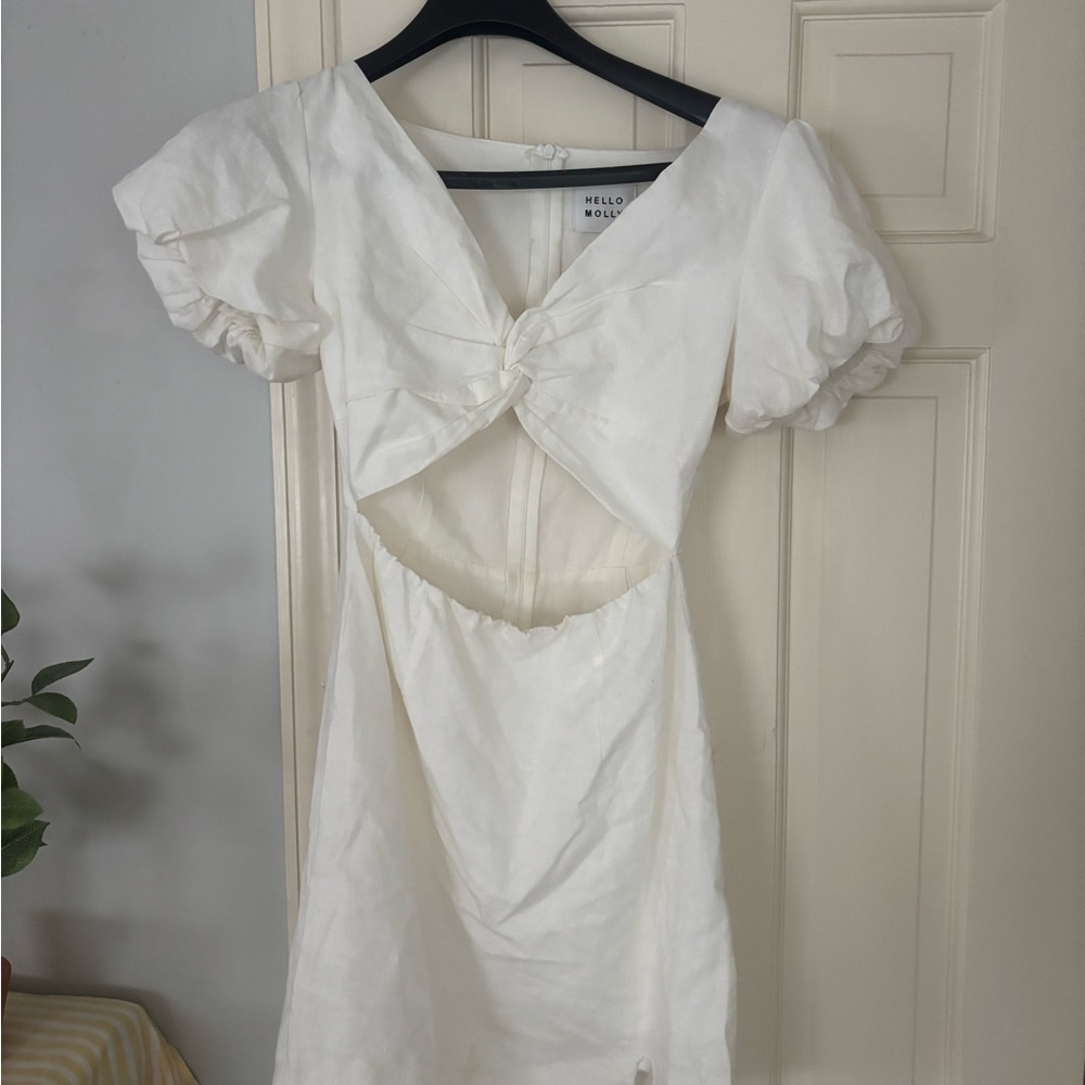 Hello Molly White Puff Sleeve Sundress